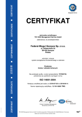 Bhp Certyfikat ISO 14001