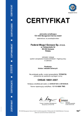 Bhp Certyfikat OHSAS 18001